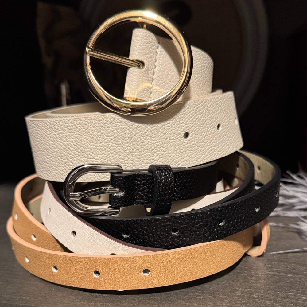 Stylish Women's Belt bundle- Black, Cream, Tan and White